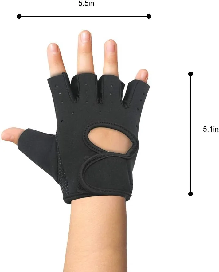 Luwint Kids Fingerless Workout Gloves - Anti-Slip Fitness Mitten for Children Cycling Yoga Weightlifting, 1 Pair