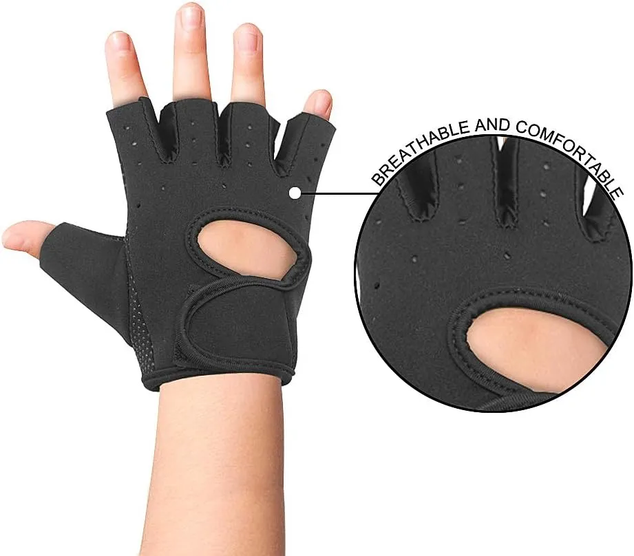 Luwint Kids Fingerless Workout Gloves - Anti-Slip Fitness Mitten for Children Cycling Yoga Weightlifting, 1 Pair
