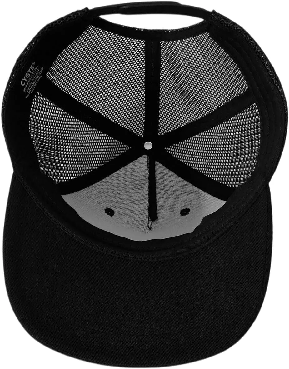 M-L, XL-XXL 5-Panel Mesh Back Trucker Flat Brim Hat