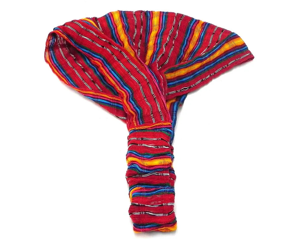 Mia Jewel Shop Striped Pattern Thick Cotton Elastic Headband Expandable Hair Wrap Bandana - Womens Hippie Fashion Handmade Gifts Boho Accessories (Red/Multicolored)
