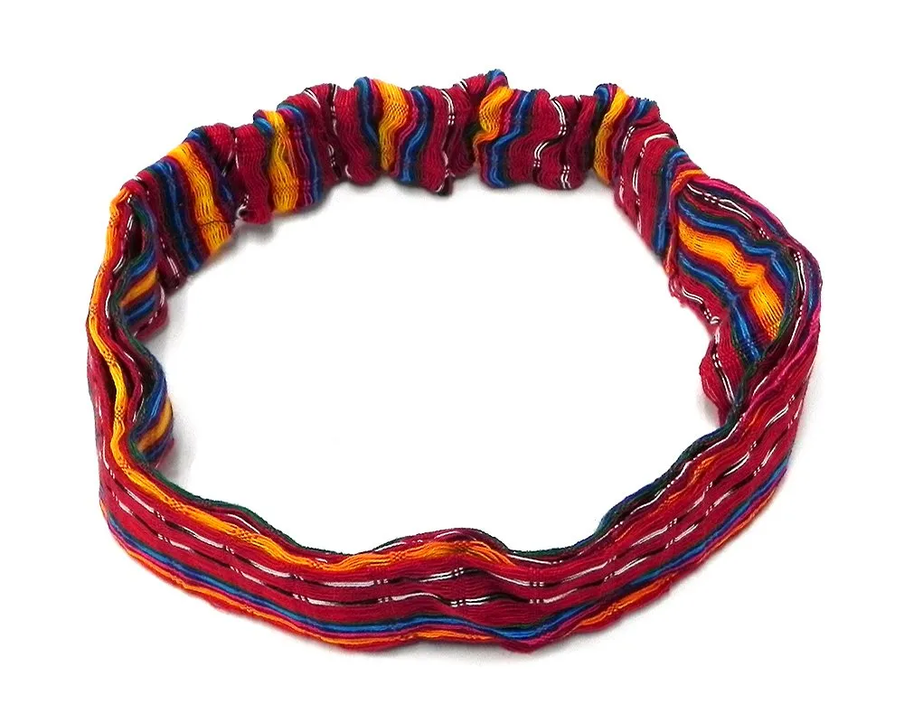 Mia Jewel Shop Striped Pattern Thick Cotton Elastic Headband Expandable Hair Wrap Bandana - Womens Hippie Fashion Handmade Gifts Boho Accessories (Red/Multicolored)
