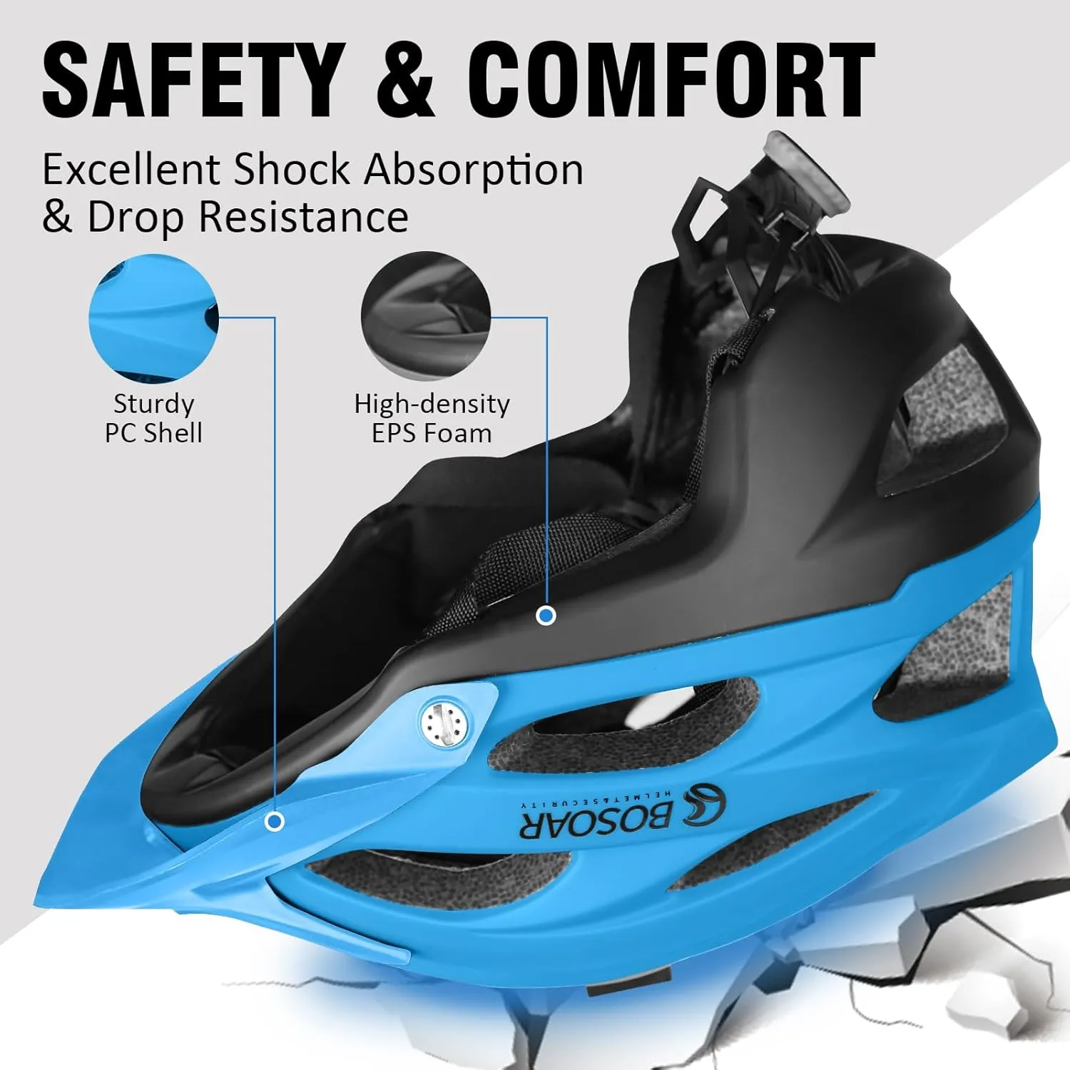 Mountain Bike Helmet,Adult Cycling Helmet with Camera Mount and Detachable Visor for Men Women Youth,Suggested Fit 55-61 Cm