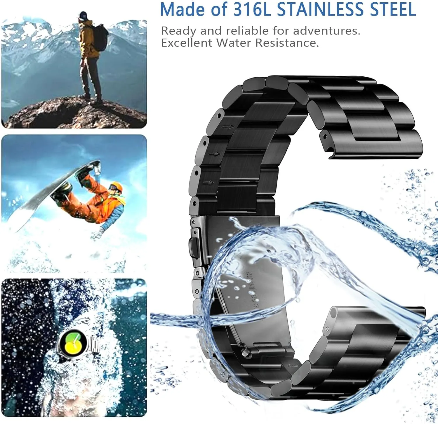 Nelumbo Quick Release Metal Chain Watch Bands,22MM Solid Stainless Steel Business Bracelet Strap for Samsung Gear S3/Galaxy Watch 46mm(2019)/Galaxy Watch 3 45mm