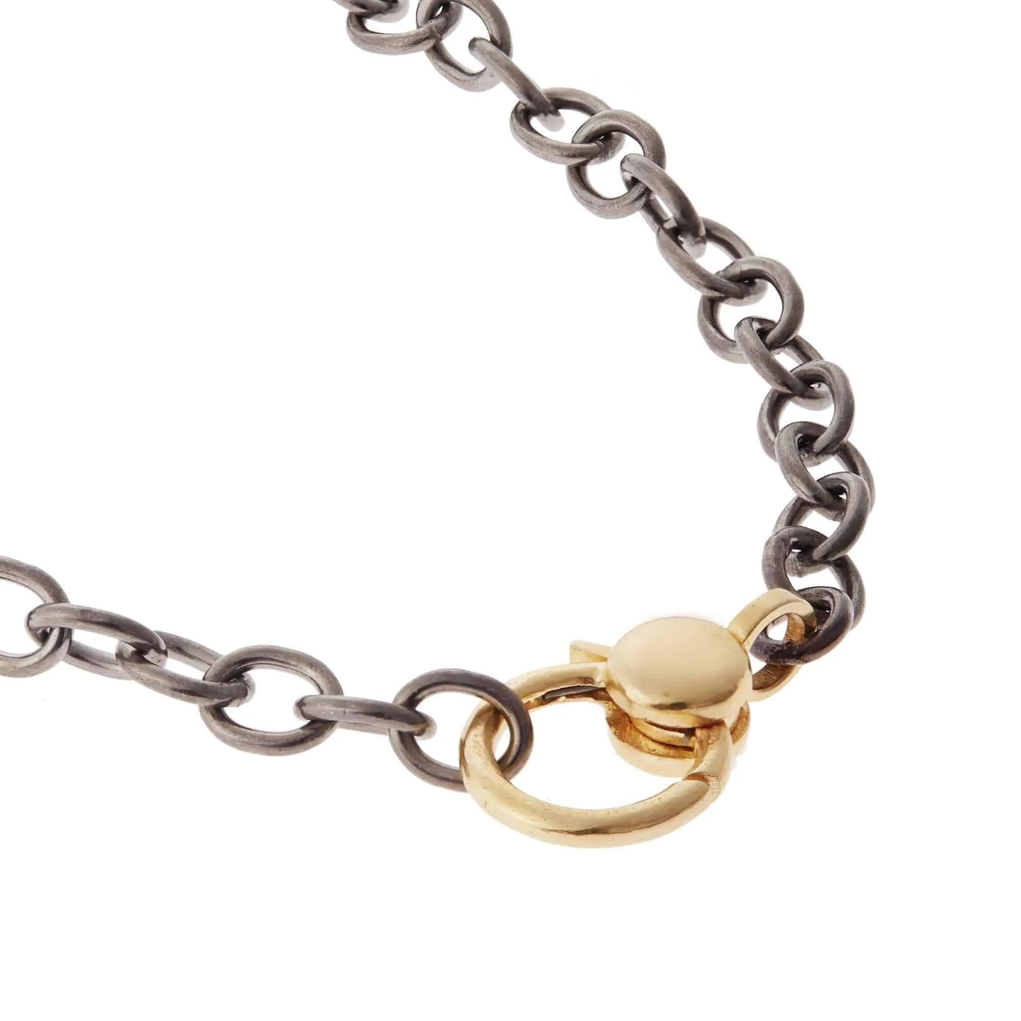Peace Charm Gold Lock Chain Bracelet