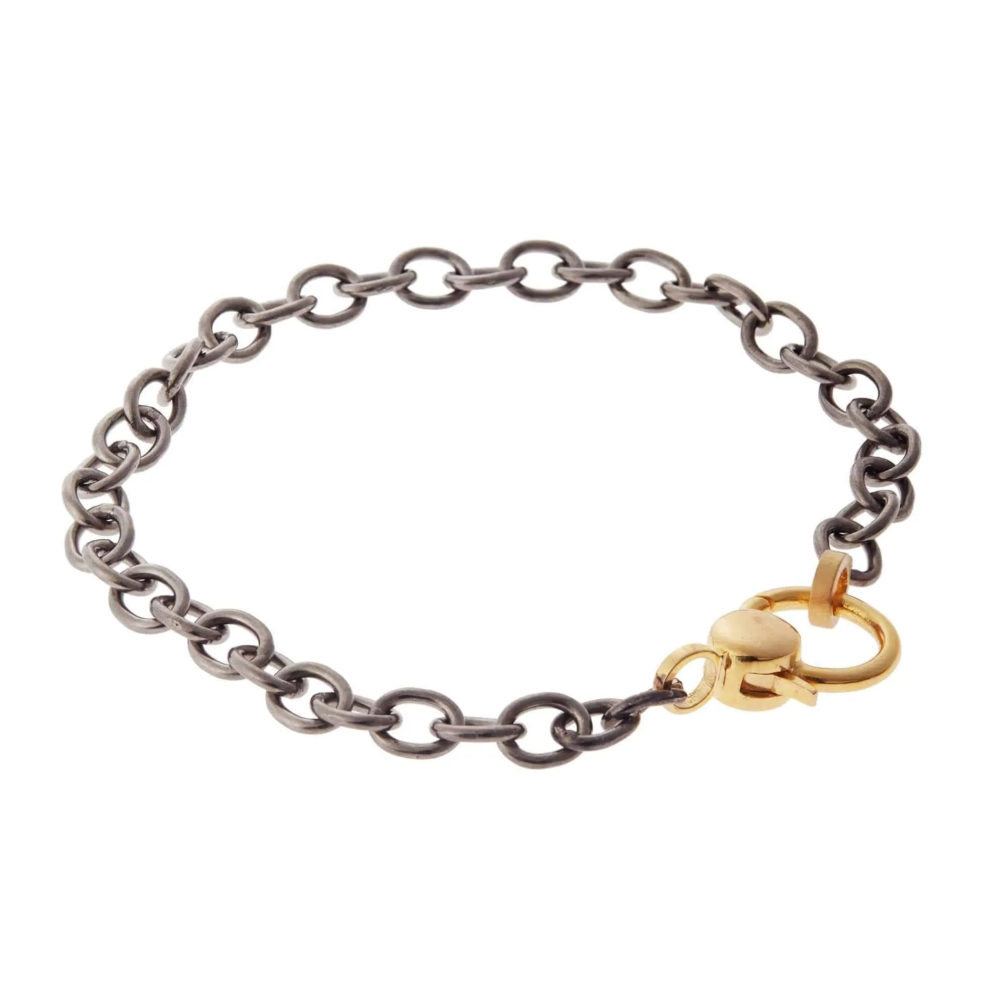Peace Charm Gold Lock Chain Bracelet