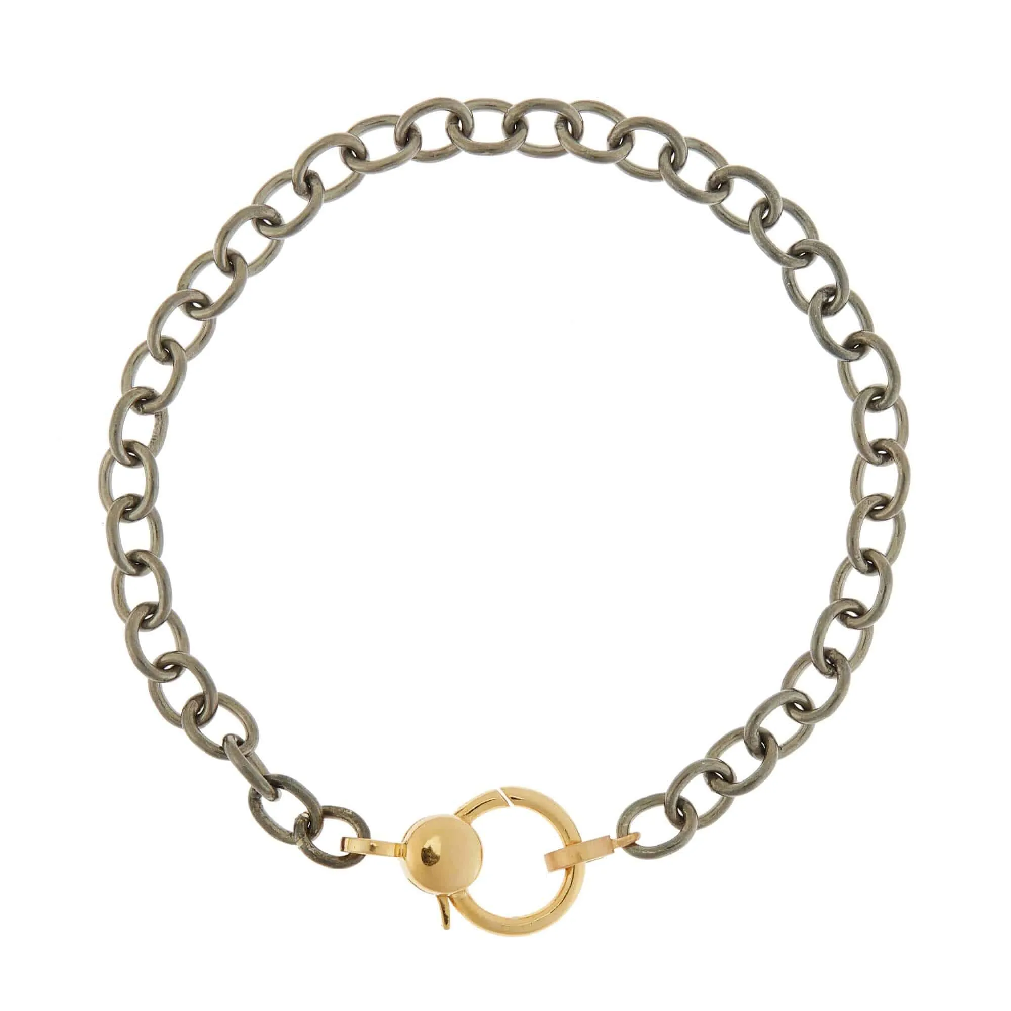 Peace Charm Gold Lock Chain Bracelet