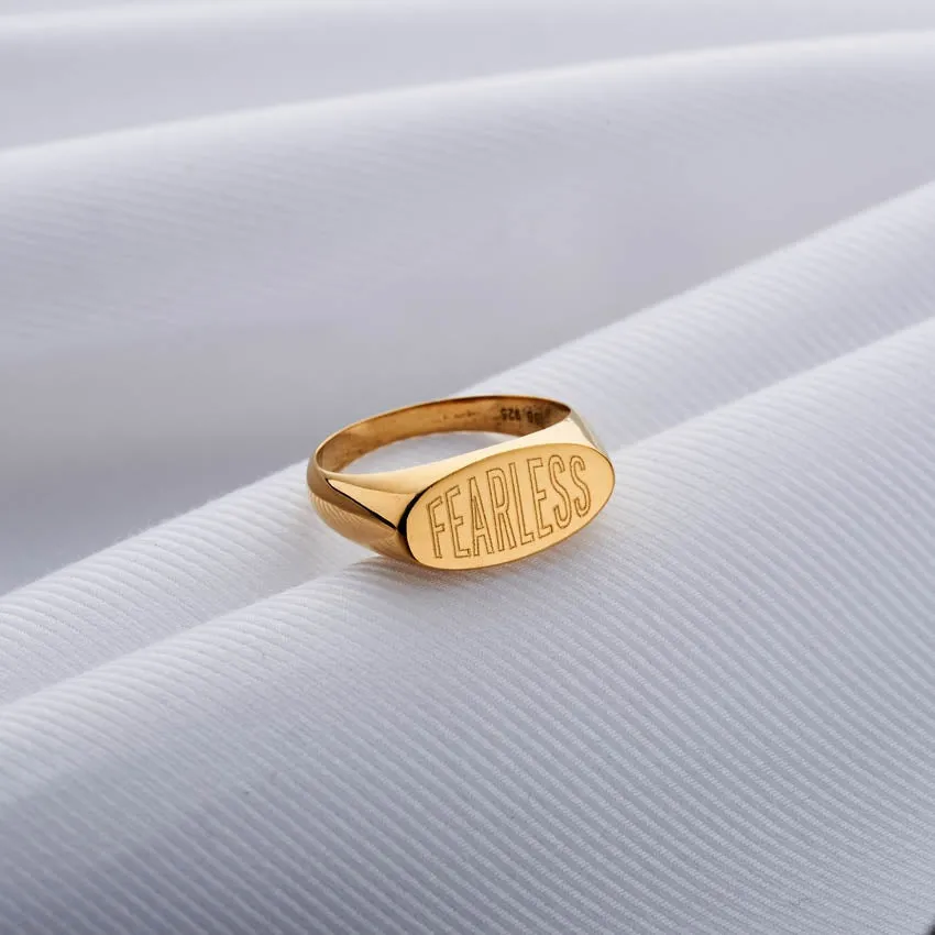 Personalised Engraved Oval Signet Ring
