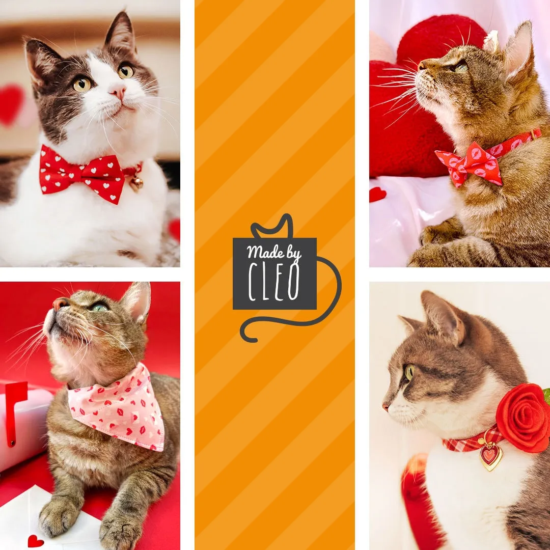 Pet Bow Tie - "Roses" - Red Rose Cat Bow Tie / Valentine's Day, Wedding, Floral / For Cats   Small Dogs (One Size)