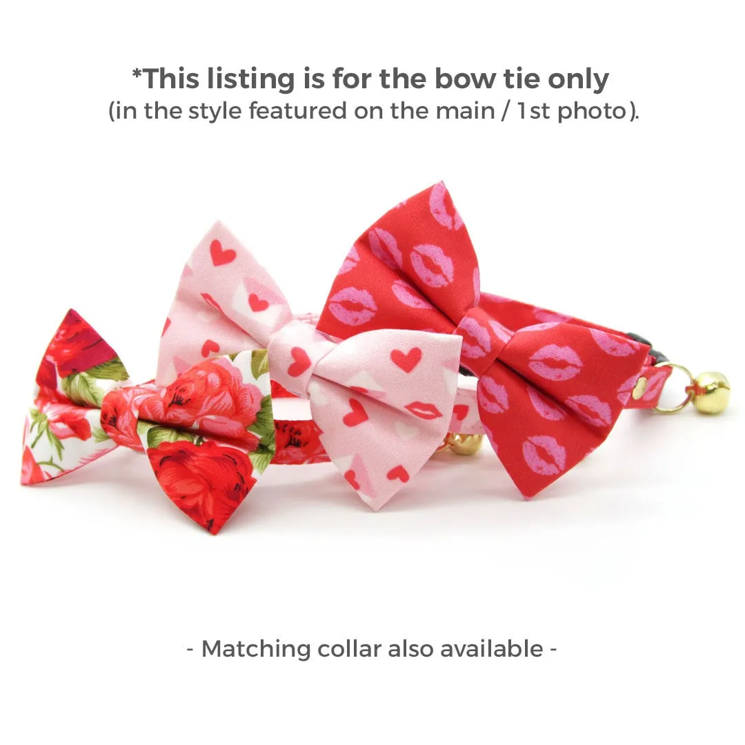 Pet Bow Tie - "Roses" - Red Rose Cat Bow Tie / Valentine's Day, Wedding, Floral / For Cats   Small Dogs (One Size)