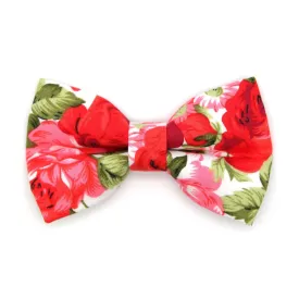 Pet Bow Tie - "Roses" - Red Rose Cat Bow Tie / Valentine's Day, Wedding, Floral / For Cats   Small Dogs (One Size)