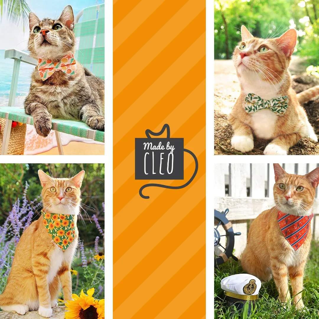 Pet Bow Tie - "Santorini" - Rifle Paper Co® Metallic Gold & Blue Cat Bow / For Cats   Small Dogs (One Size)