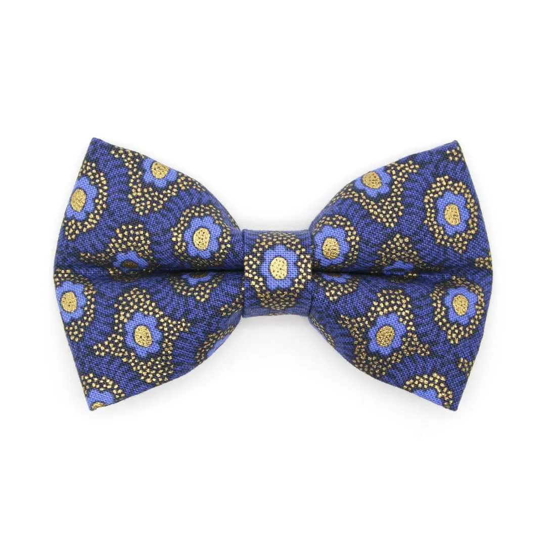 Pet Bow Tie - "Santorini" - Rifle Paper Co® Metallic Gold & Blue Cat Bow / For Cats   Small Dogs (One Size)