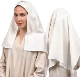 PROCOS Women's Medieval White Nun Veil Renaissance Hat Scarf Coif for 14th Century Cosplay Costume Accessory