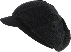 RGY Striped Knit Deep Crown 100% Cotton Rasta Beanie Visor