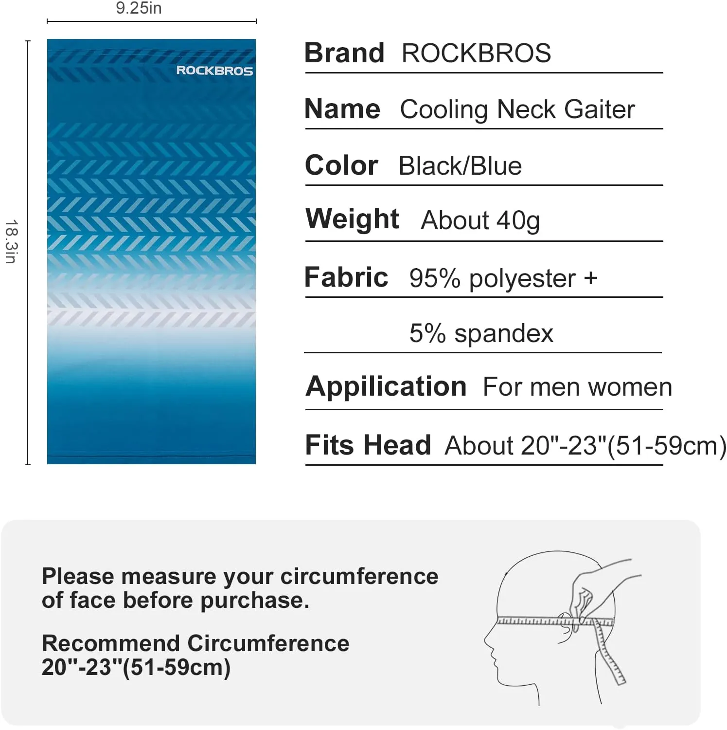ROCKBROS Cooling Neck Gaiter Face Mask Fishing Scarf Face Cover for Men Women