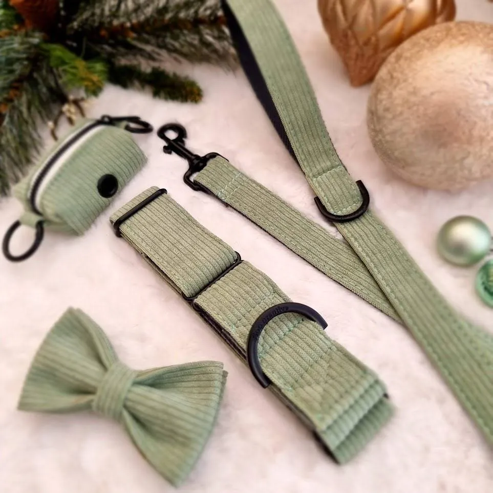 Sage green corduroy dog bow tie
