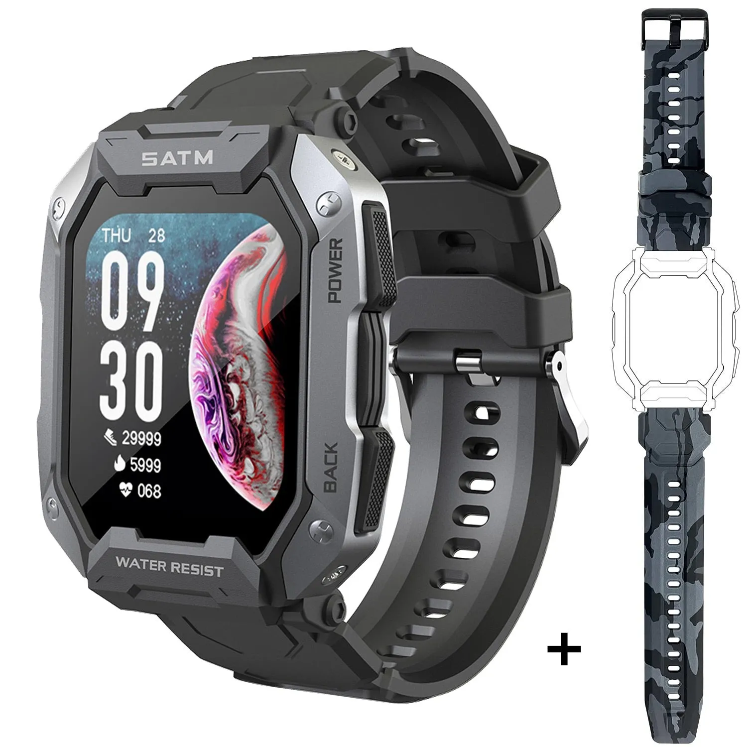 SKMEI 380mAh Swimming Smartwatch 1.71 inch IP68 Waterproof Heart Rate Monitor Pedometer Sports Smart Watch Men for android ios