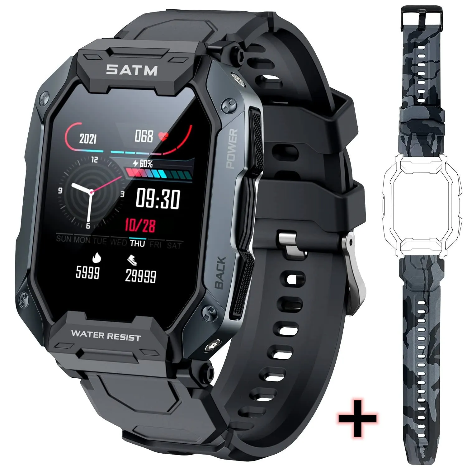 SKMEI 380mAh Swimming Smartwatch 1.71 inch IP68 Waterproof Heart Rate Monitor Pedometer Sports Smart Watch Men for android ios