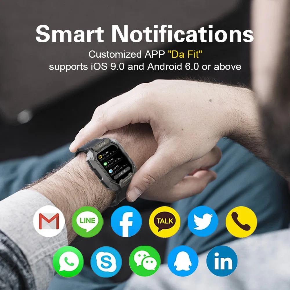 SKMEI 380mAh Swimming Smartwatch 1.71 inch IP68 Waterproof Heart Rate Monitor Pedometer Sports Smart Watch Men for android ios