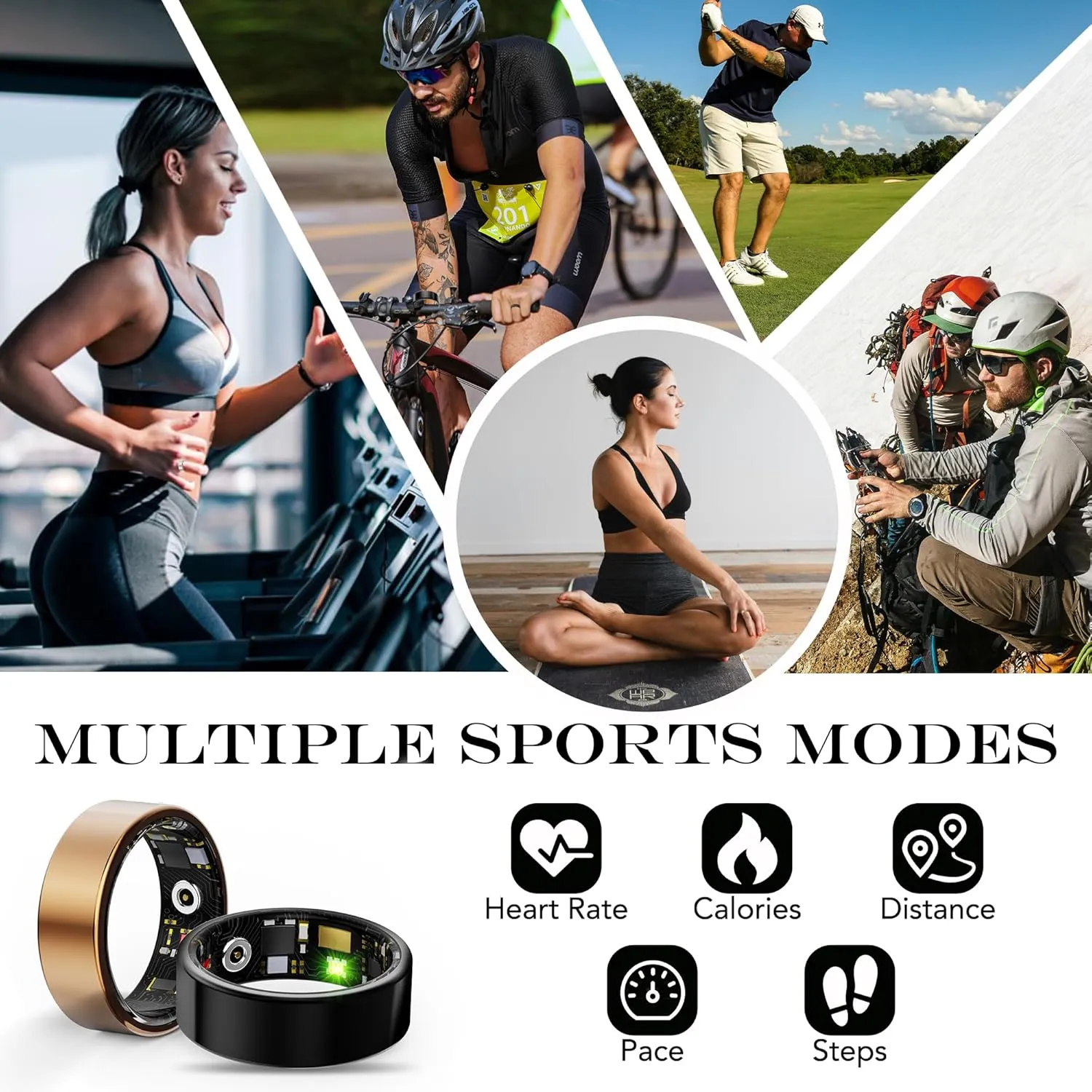 Smart Health Ring for Women Men Fitness Tracker with Heart Rate, Blood Oxygen, Blood Pressure, Sleep Monitoring, Step Counting, IP68 Waterproof for iPhone and Android, No Subscription Fee, Black 12
