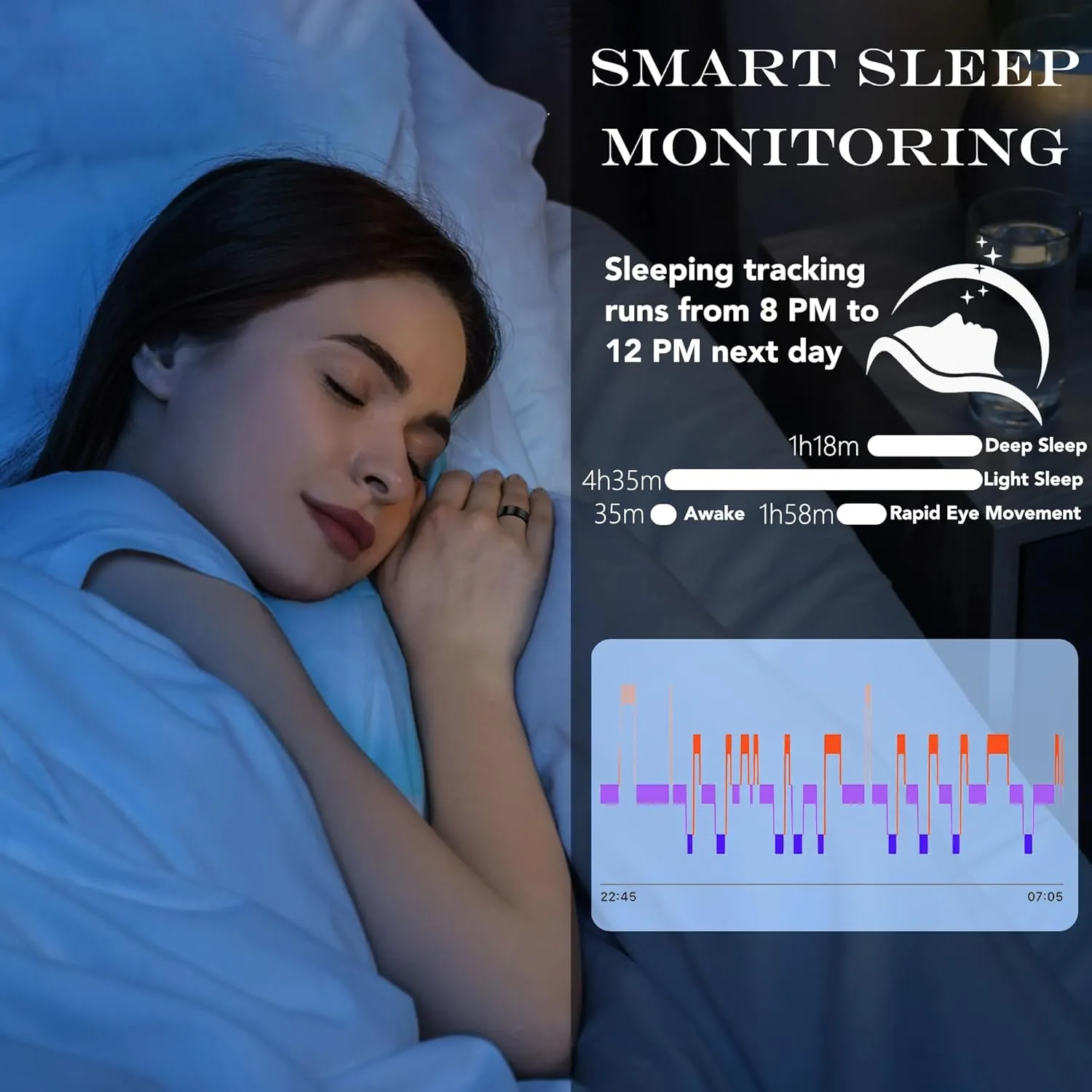 Smart Health Ring for Women Men Fitness Tracker with Heart Rate, Blood Oxygen, Blood Pressure, Sleep Monitoring, Step Counting, IP68 Waterproof for iPhone and Android, No Subscription Fee, Black 12