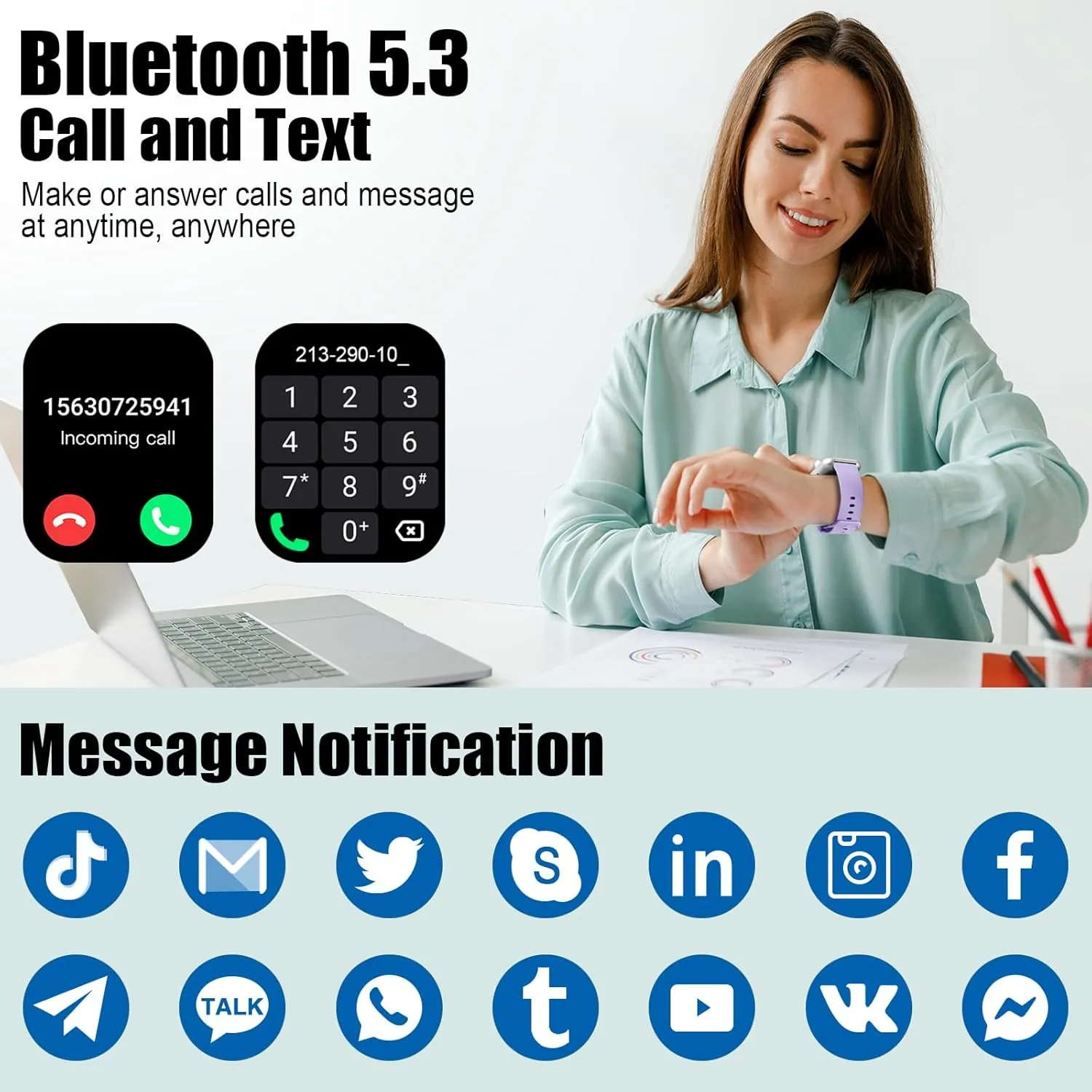 Smart Watch for Men Women, 1.96" Fitness Tracker Running Watch (Answer/Make Call), IP68 Waterproof, Pedometer, Sleep/Step/Heart Rate Monitor, 110  Sport Modes Smartwatch for Adroid iOS Phone, Purple