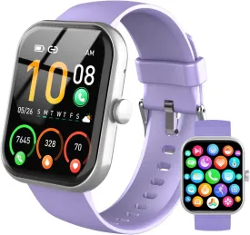 Smart Watch for Men Women, 1.96" Fitness Tracker Running Watch (Answer/Make Call), IP68 Waterproof, Pedometer, Sleep/Step/Heart Rate Monitor, 110  Sport Modes Smartwatch for Adroid iOS Phone, Purple
