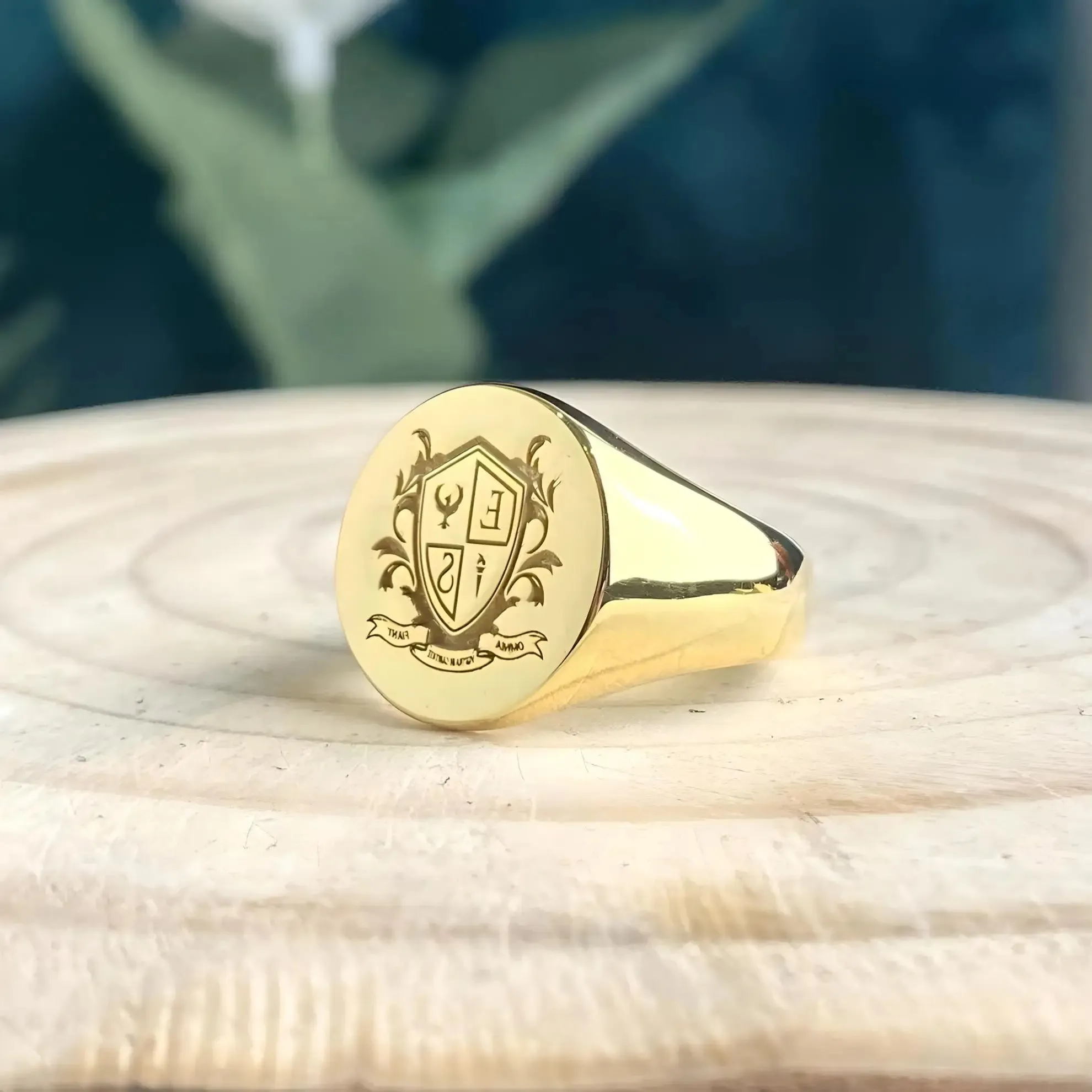 Solid Gold Custom Engraved Signet Ring