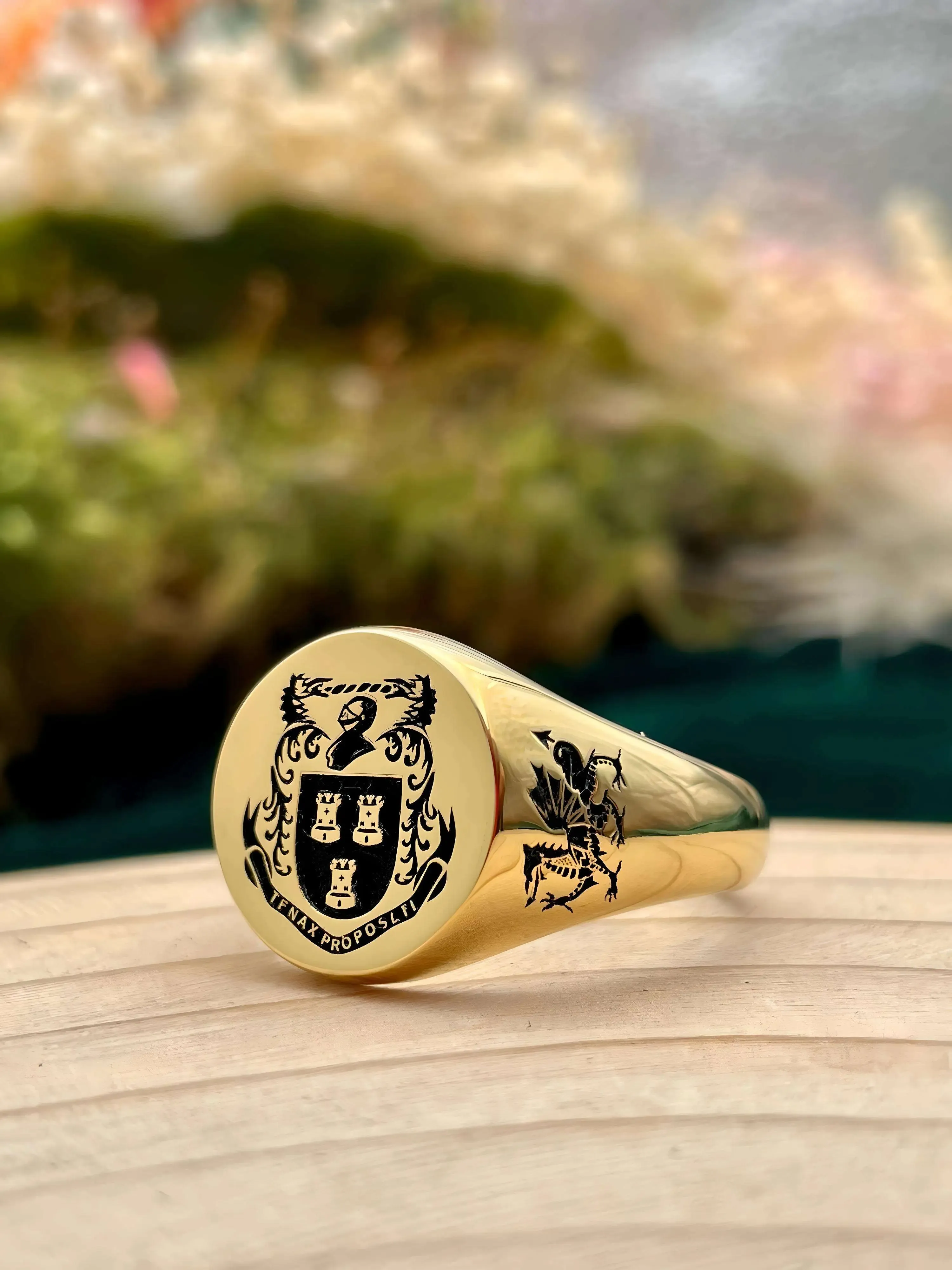 Solid Gold Custom Engraved Signet Ring