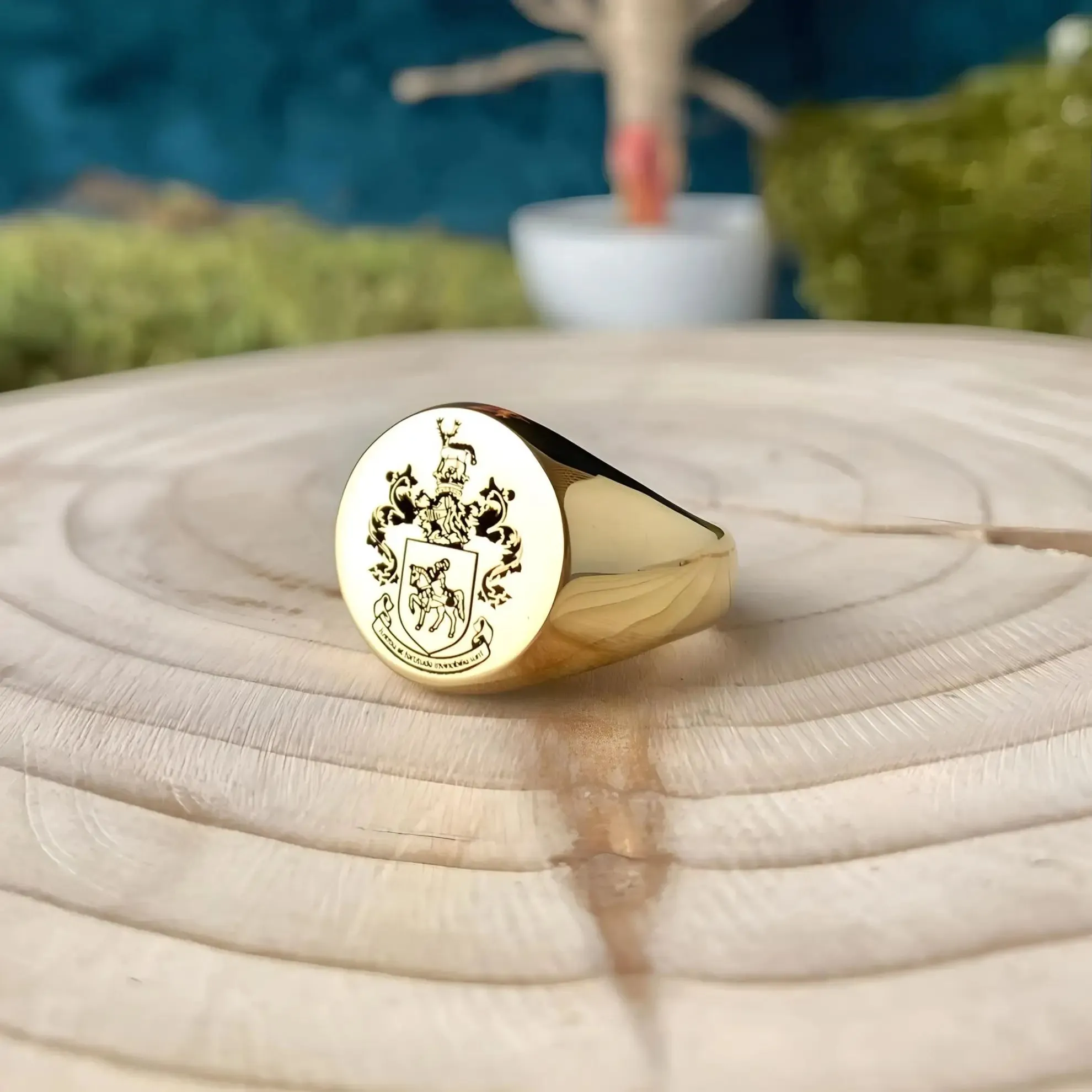 Solid Gold Custom Engraved Signet Ring