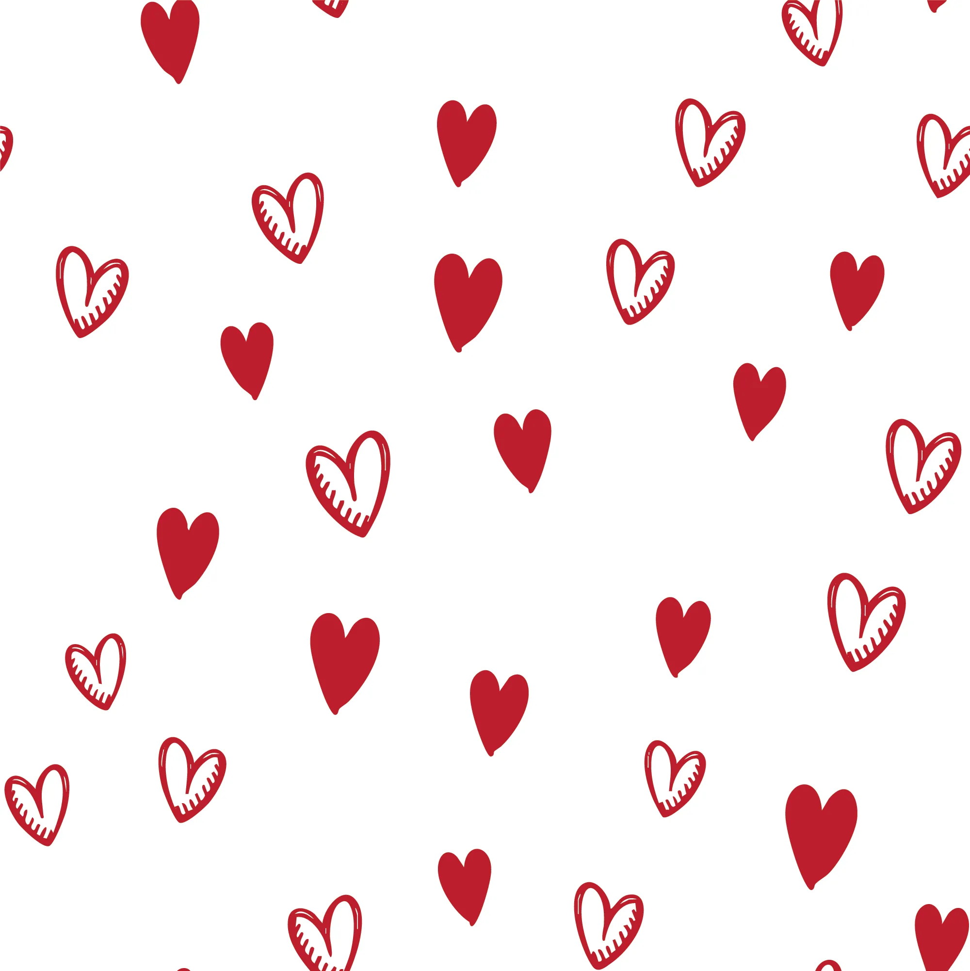 Square Brim - Sketchy Hearts White w/ Red