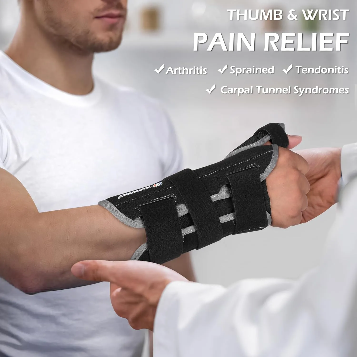 T TIMTAKBO Carpal Tunnel Wrist Brace with Thumb Support, Wrist Support for Women Men, Hand Splint for Carpal Tunnel, Arthritis, Tendonitis, Sprains - Right, S