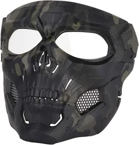 Tactical Helmet Mask Protective Full Face Clear Goggle Skull Masks Dual Mode Wearing Design Adjustable Strap Costume Parties and Movie Props