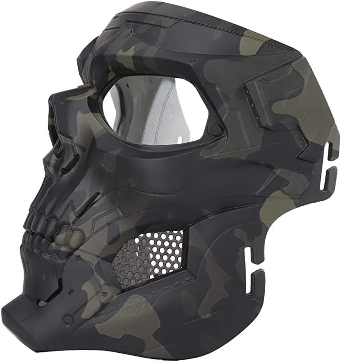 Tactical Helmet Mask Protective Full Face Clear Goggle Skull Masks Dual Mode Wearing Design Adjustable Strap Costume Parties and Movie Props