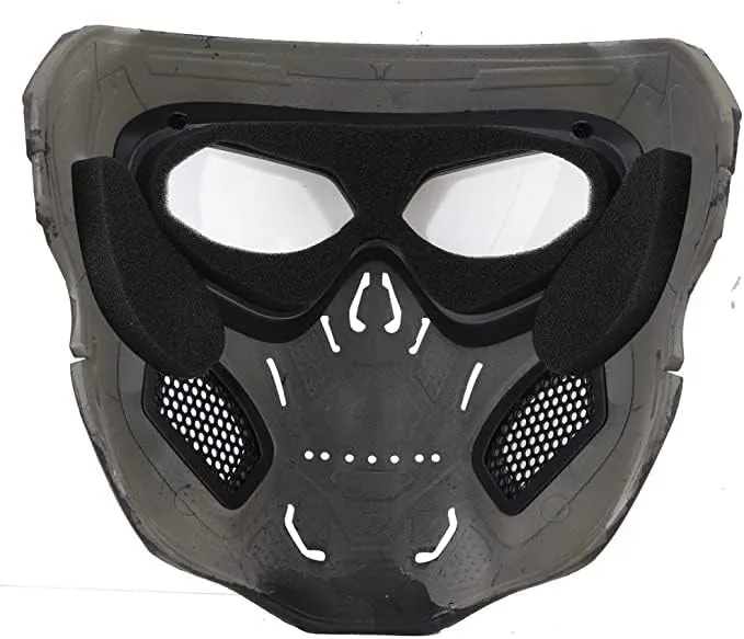 Tactical Helmet Mask Protective Full Face Clear Goggle Skull Masks Dual Mode Wearing Design Adjustable Strap Costume Parties and Movie Props