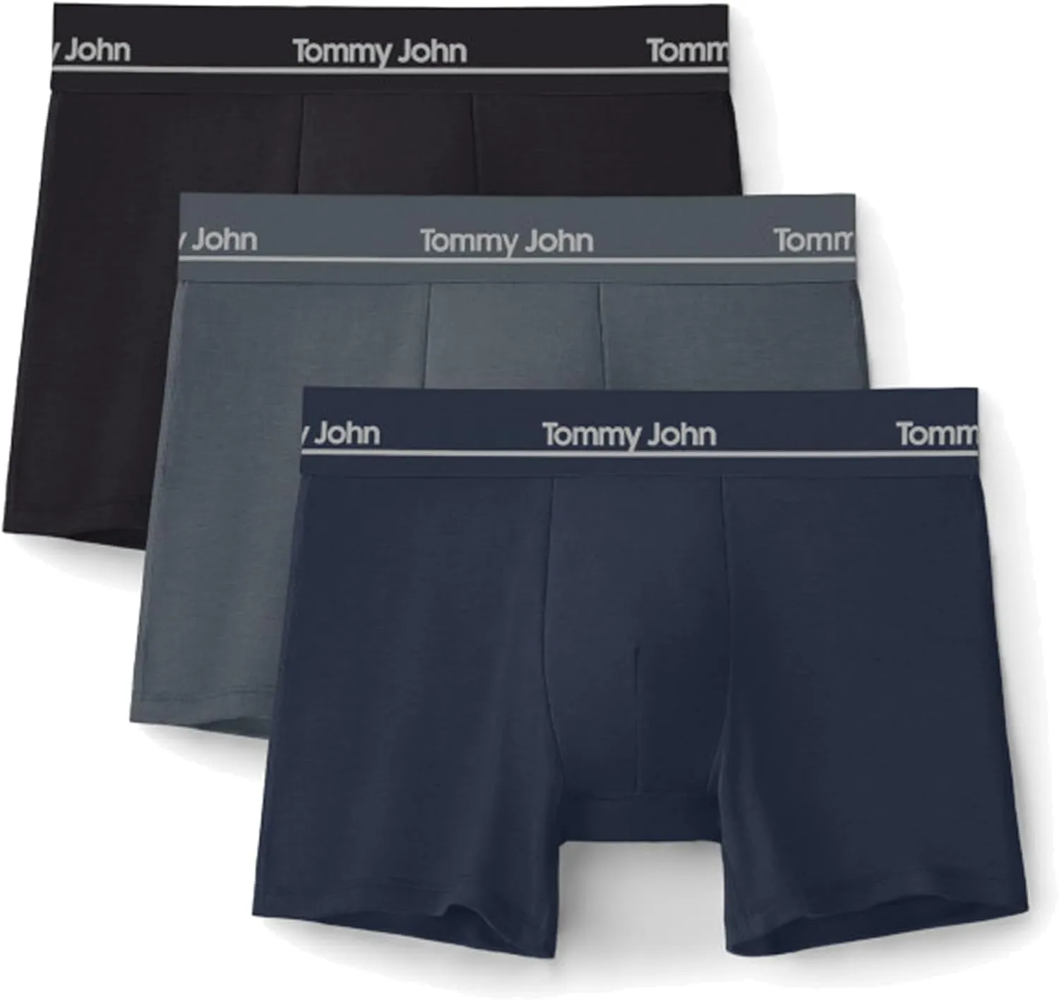 Tommy John Men's Luxe Boxer Briefs Underwear - 4" 3-Pack, Viscose Derived From Bamboo, Stay-Put Waistband & Support Pouch