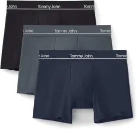 Tommy John Men's Luxe Boxer Briefs Underwear - 4" 3-Pack, Viscose Derived From Bamboo, Stay-Put Waistband & Support Pouch