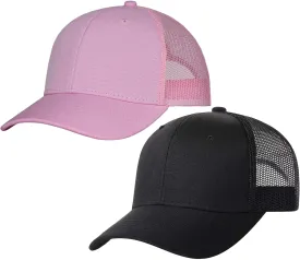 TSSGBL 2 Pack Snapback Trucker Baseball Hats Mesh Back Adjustable Blank Ball Caps for Men Women