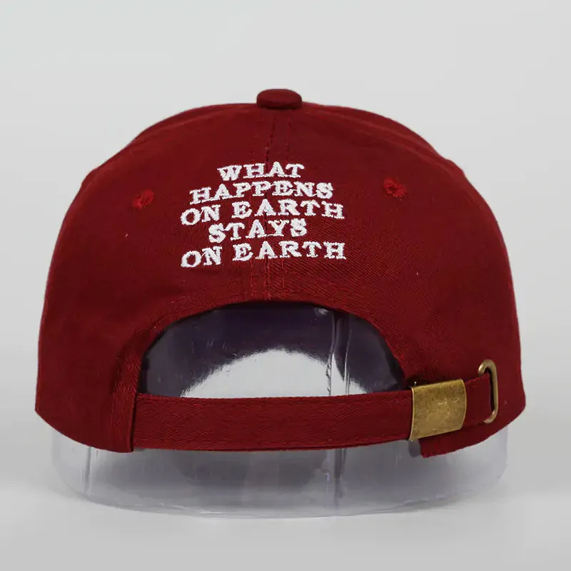 What Happens on Earth Stays on Earth Fitted Hat
