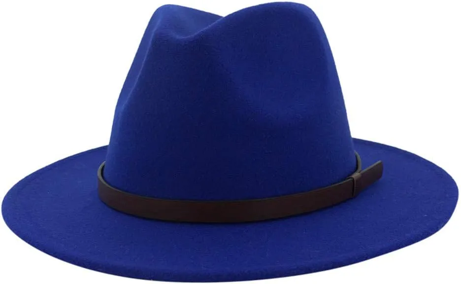 Wide Brim Panama Fedora Hats for Men and Women Panama Classic Jazz-Hat Classic Wide Brim Fedora Hat with Belt