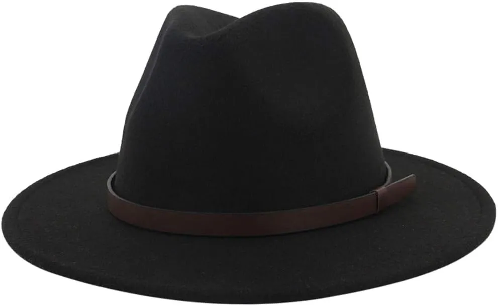 Wide Brim Panama Fedora Hats for Men and Women Panama Classic Jazz-Hat Classic Wide Brim Fedora Hat with Belt