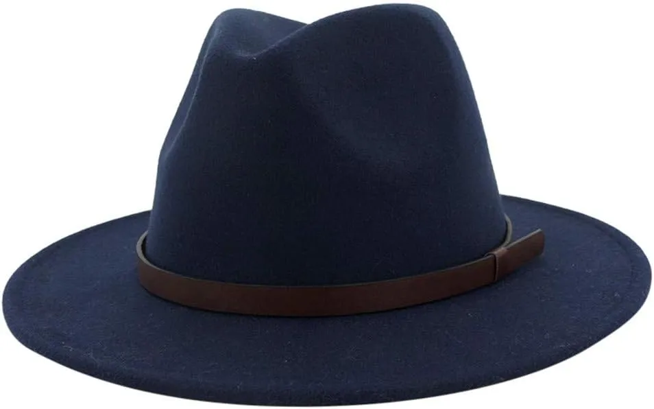 Wide Brim Panama Fedora Hats for Men and Women Panama Classic Jazz-Hat Classic Wide Brim Fedora Hat with Belt