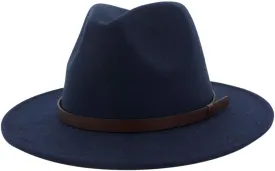 Wide Brim Panama Fedora Hats for Men and Women Panama Classic Jazz-Hat Classic Wide Brim Fedora Hat with Belt