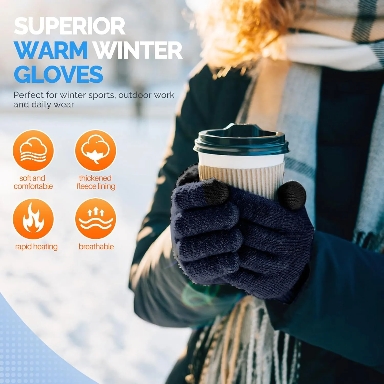 Winter Gloves for Women Warm Cozy Gloves for Cold Weather Thick Alpaca Fleece Winter Touchscreen Fingers Gloves