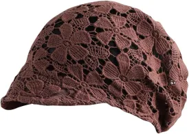 Women Fall Slouchy Crochet Beanie Hat Spring Summer Handmade Cutout Knit Skull Cap with Brim Visor