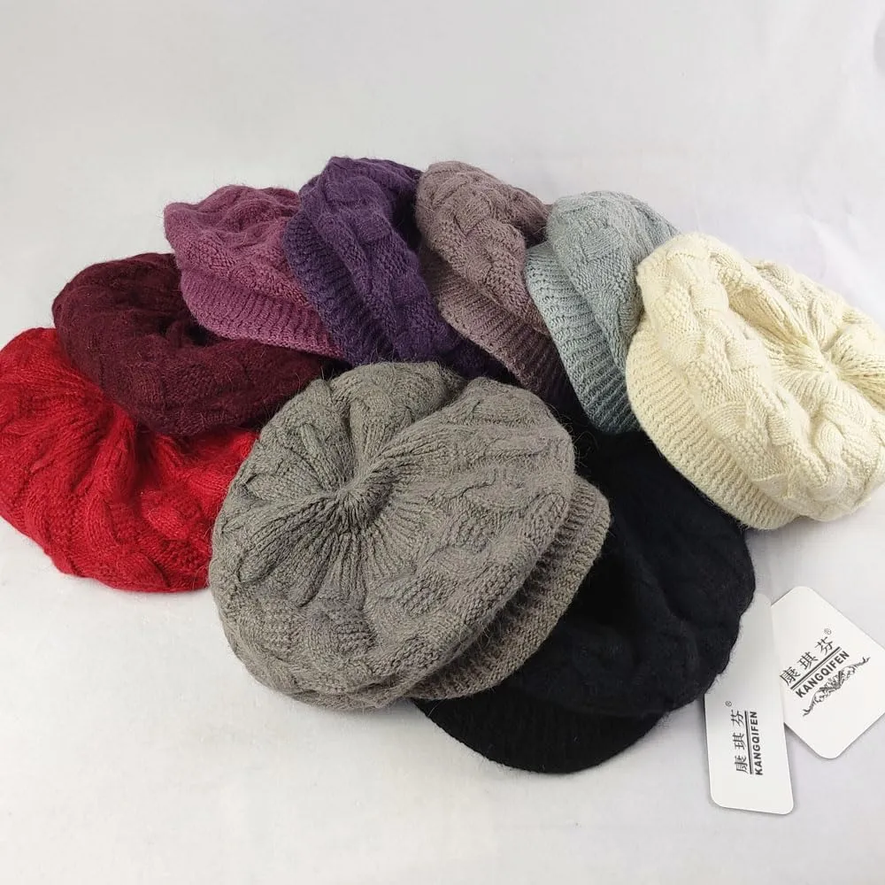 Women Winter Warm Knit Hat Fleece Lined Snow Ski Cap with Visor