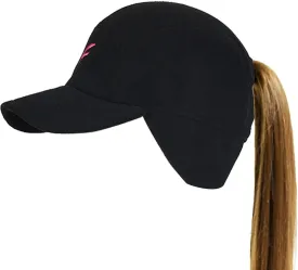Womens Athletic Winter Hat with Ponytail Hole - Fleece Running Hat for Womens