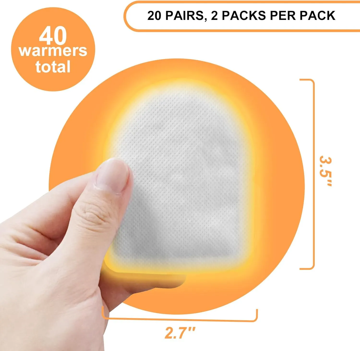 WORLD-BIO Toe Warmers Adhesive 10/20/30/40 Pairs - Long Lasting Safe Natural Odorless Air Activated Warmers Up to 8 Hours of Heat - Heated Insoles Toe Foot Warmers Keep Foot Warm in Chill Winter