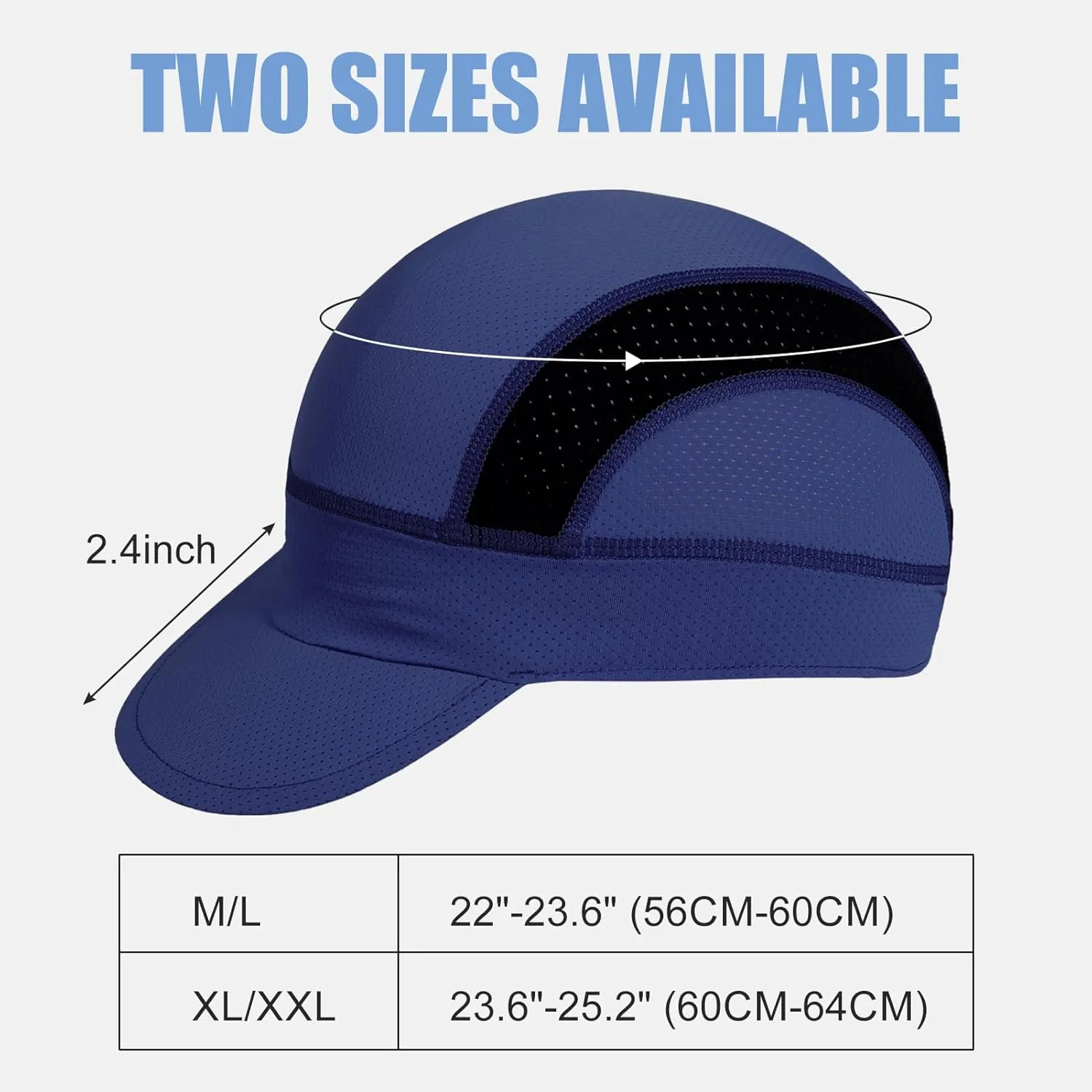 XXL Cooling Cycling Cap Skull Caps Under Helmet Mesh Hats with Sun Visor for Big Head Bike Hard Hat Liner for Men